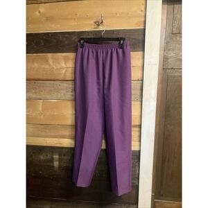 Alfred Dunner Polyester Pull-On Elastic Waist Pants Purple High Rise Size 10